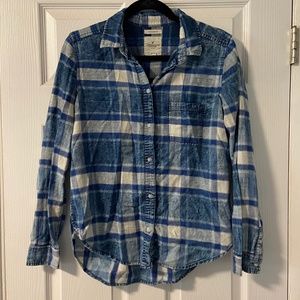 💚American Eagle Blue & White Flannel